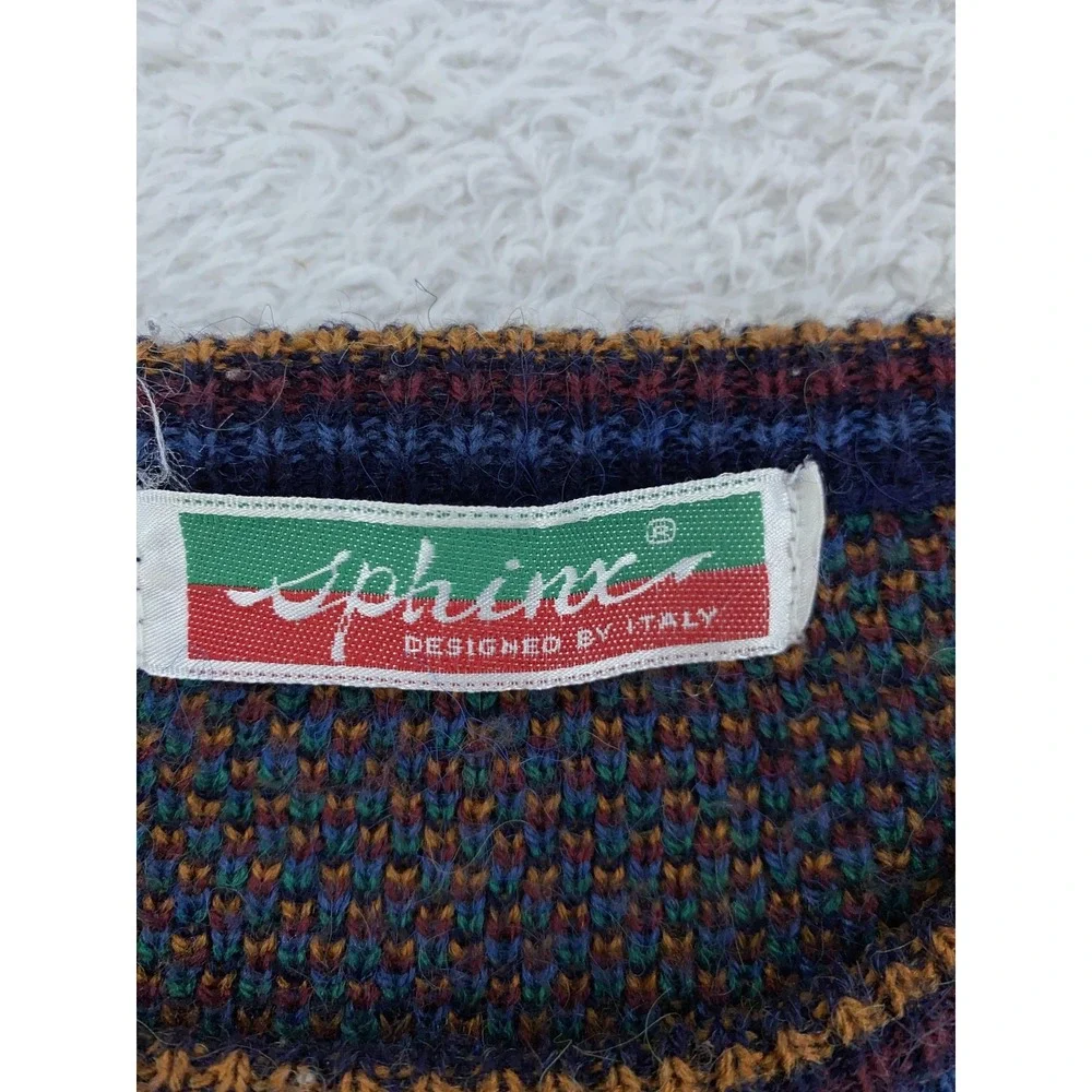 Vintage Sphinx Sweater CROP FIT Small Paisley‎ Knit Pullover Italy 90s